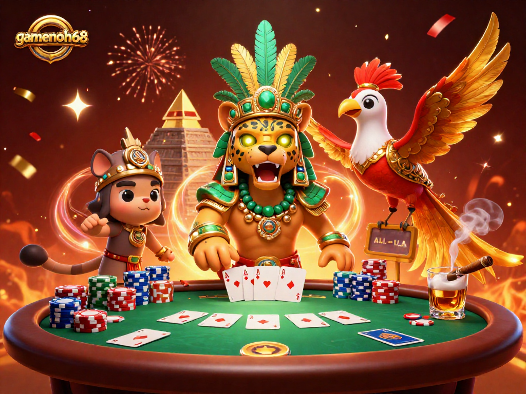 Experience thrilling poker moments with gamenohu68 featuring vibrant characters and rich casino elements.