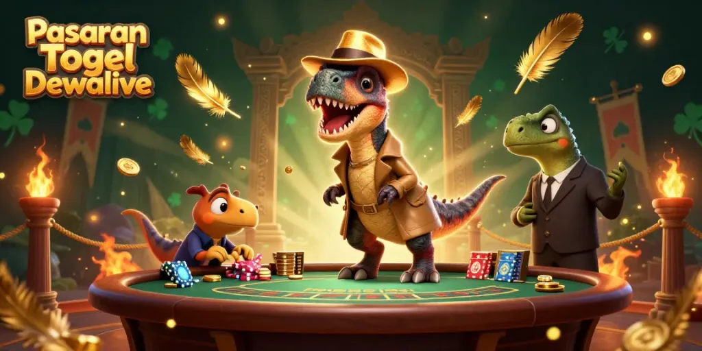 Bet on Pasaran Togel Dewalive with exciting 3D characters at a vibrant casino scene.