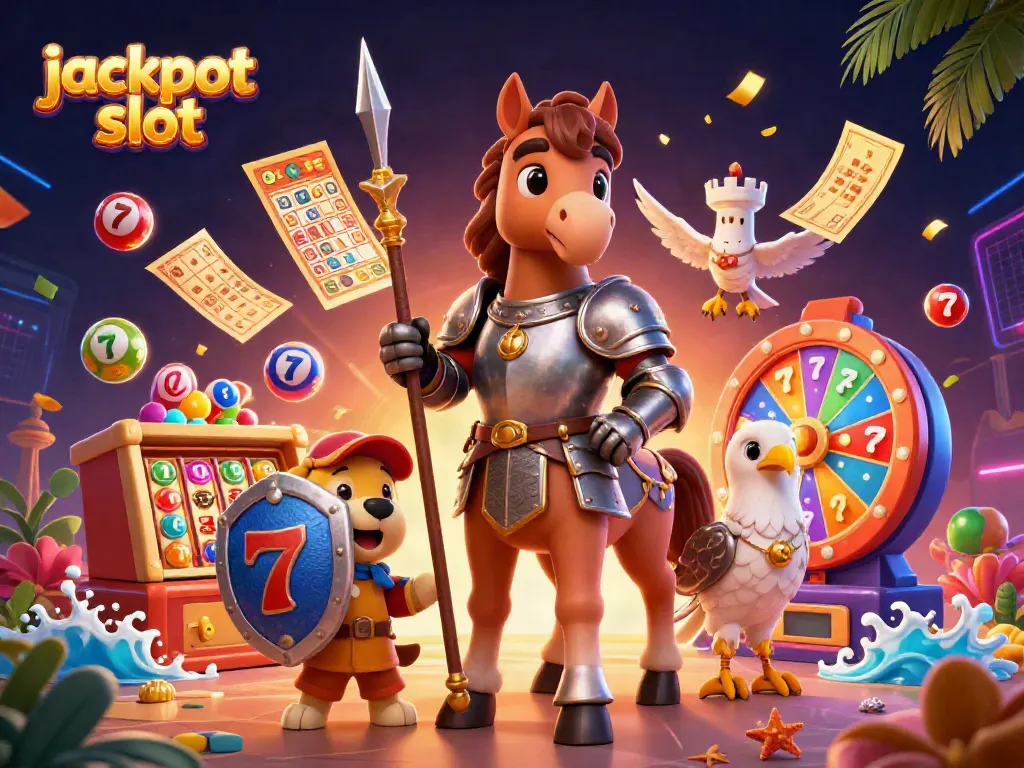 Engage with jackpot slot action amid colorful illustrations of exciting casino elements for an immersive experience.