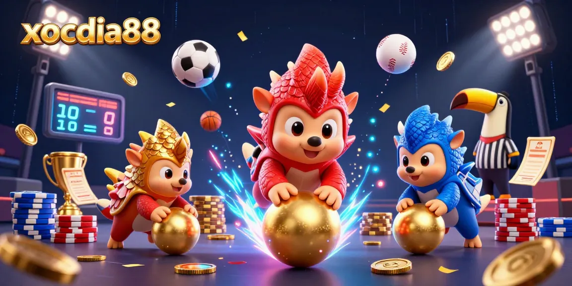 xocdia88 showcases two rival pangolins in a thrilling gambling showdown amidst golden coins and poker chips.