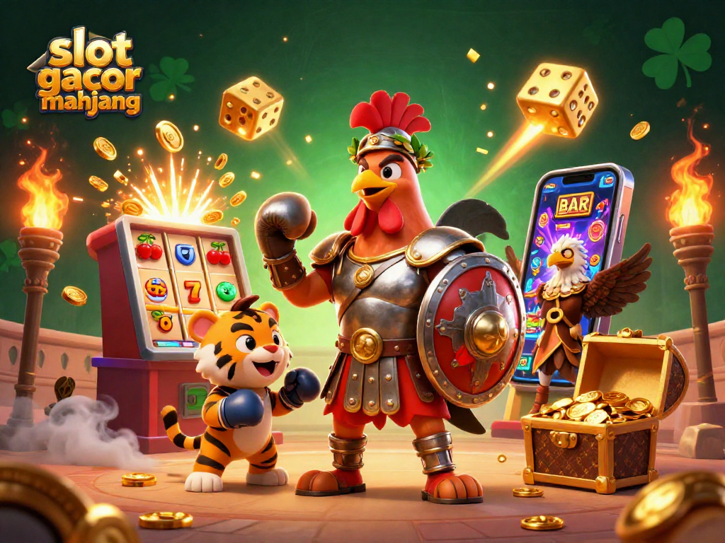 Experience thrilling slot gacor mahjong action with vibrant characters and jackpot elements bursting in excitement.