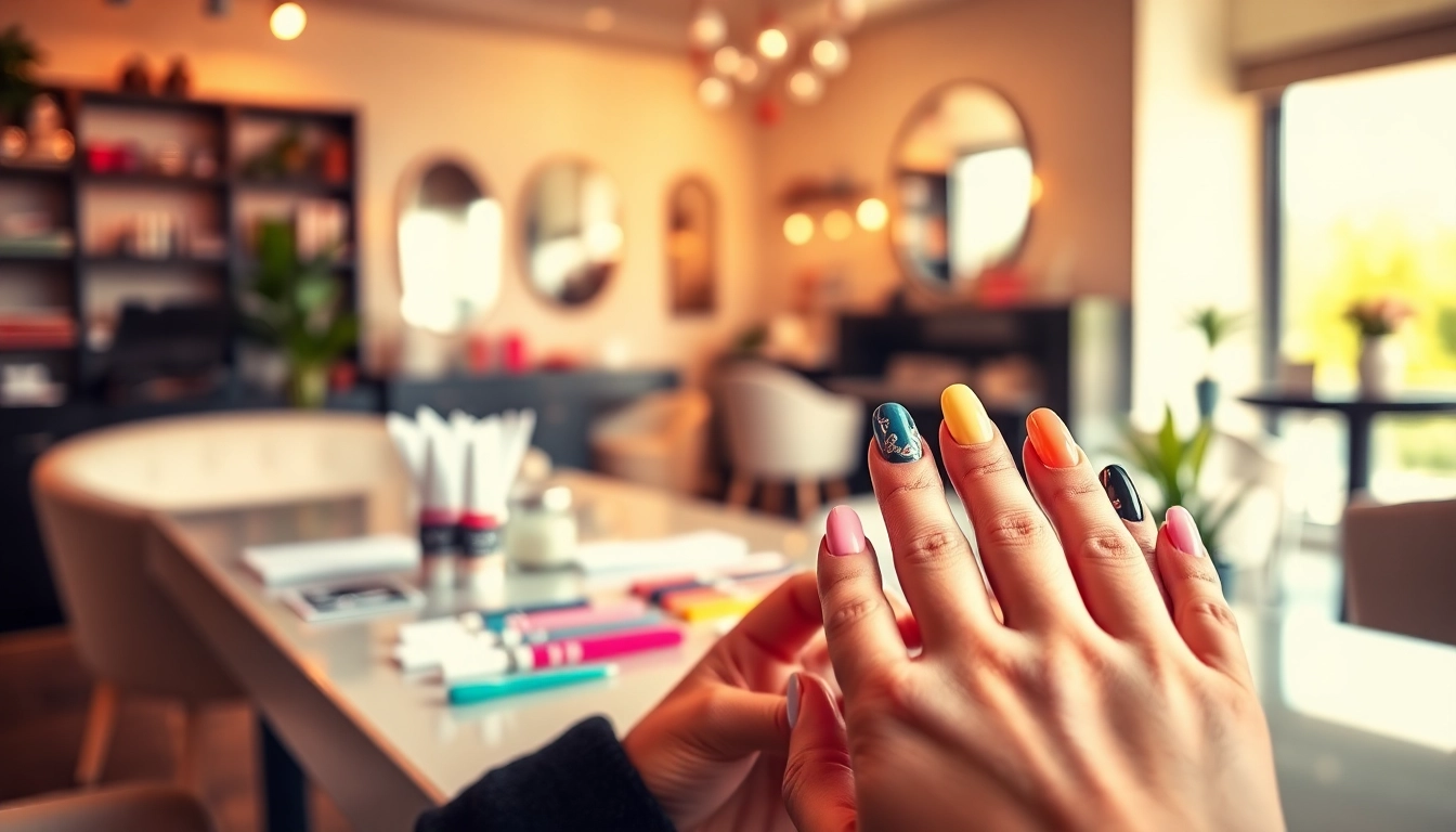 Transform your look with stunning Nail extensions showcased in a cozy salon environment.