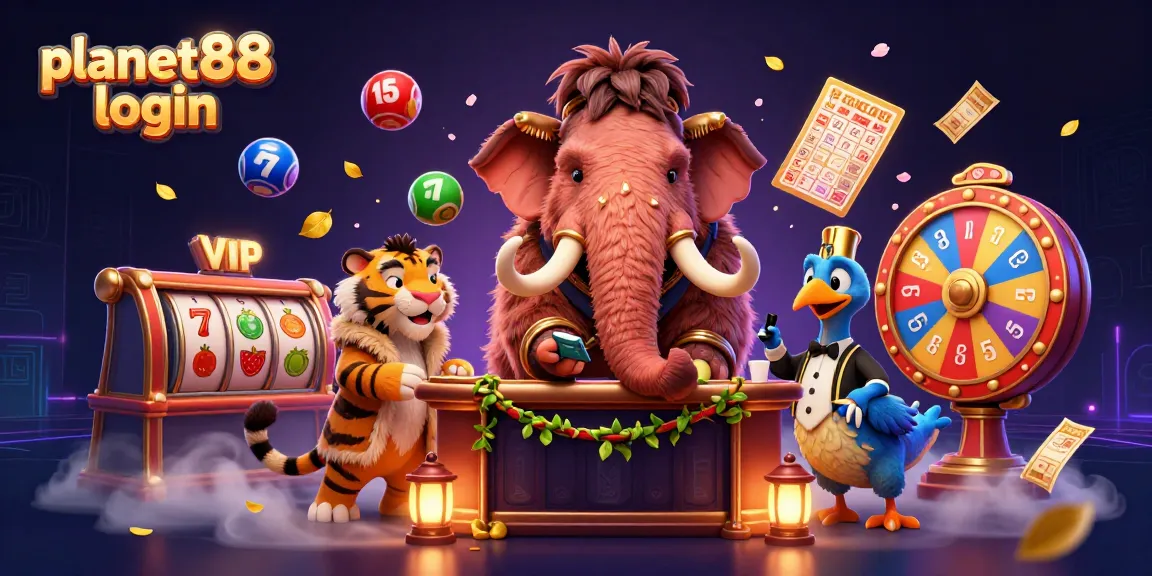 Experience the excitement of planet88 login with vibrant casino elements and characters in a dynamic scene.