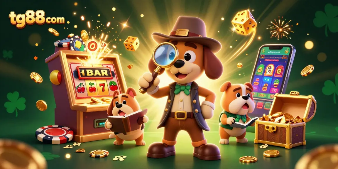 Tg88com offers thrilling gambling adventures with a detective exploring casino mysteries and jackpot treasures.