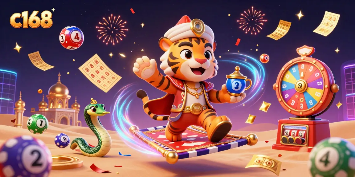Enhance your gaming experience with c168's vibrant lottery and casino elements in a magic-themed scene.